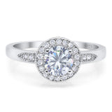 Art Deco Round Moissanite Halo Wedding Ring 925 Sterling Silver