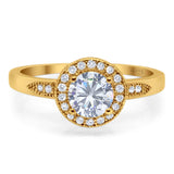 Round Natural Stone Engagement Ring