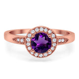 Round Natural Stone Engagement Ring