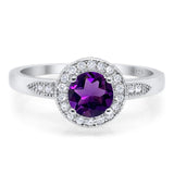 Round Natural Stone Engagement Ring