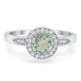 Round Natural Stone Engagement Ring