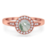 Round Natural Stone Engagement Ring