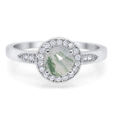 Round Natural Stone Engagement Ring