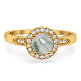 Round Natural Stone Engagement Ring