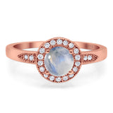 Round Natural Stone Engagement Ring