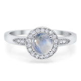 Round Natural Stone Engagement Ring