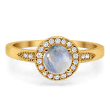 Round Natural Stone Engagement Ring