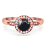 Round Natural Stone Engagement Ring