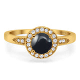 Round Natural Stone Engagement Ring