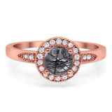 Round Natural Stone Engagement Ring