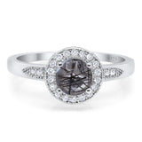 Round Natural Stone Engagement Ring