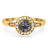 Round Natural Stone Engagement Ring