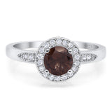 Round Natural Stone Engagement Ring
