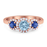 Round Natural Stone Three Stone Ring