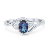 Art Deco Oval Natural Stone Three Stone Ring