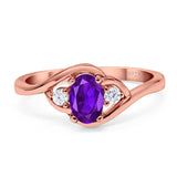 Art Deco Oval Natural Stone Three Stone Ring