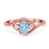 Art Deco Oval Natural Stone Three Stone Ring