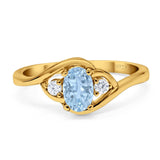 Art Deco Oval Natural Stone Three Stone Ring