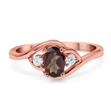 Art Deco Oval Natural Stone Three Stone Ring