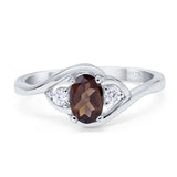 Art Deco Oval Natural Stone Three Stone Ring