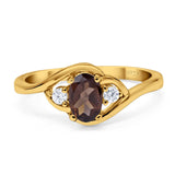 Art Deco Oval Natural Stone Three Stone Ring