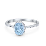 Vintage Style Oval Natural Aquamarine Solitaire Ring 925 Sterling Silver