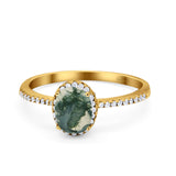 Vintage Style Oval Natural Stone Solitaire Ring