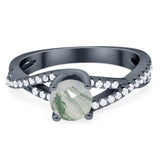 Art Deco Round Natural Stone Twisted Ring