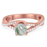 Art Deco Round Natural Stone Twisted Ring