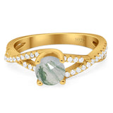 Art Deco Round Natural Stone Twisted Ring