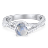 Art Deco Round Natural Stone Twisted Ring