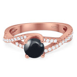 Art Deco Round Natural Stone Twisted Ring