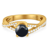 Art Deco Round Natural Stone Twisted Ring