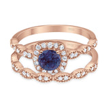 Two Piece Round Natural Stone Bridal Ring