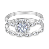 Two Piece Round Natural Stone Bridal Ring