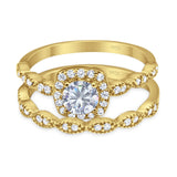 Two Piece Round Natural Stone Bridal Ring