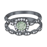 Two Piece Round Natural Stone Bridal Ring