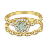 Two Piece Round Natural Stone Bridal Ring