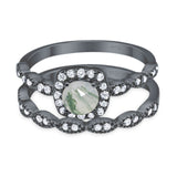 Two Piece Round Natural Stone Bridal Ring