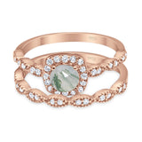 Two Piece Round Natural Stone Bridal Ring