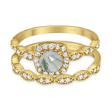Two Piece Round Natural Stone Bridal Ring