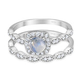 Two Piece Round Natural Stone Bridal Ring