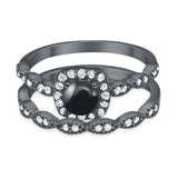 Two Piece Round Natural Stone Bridal Ring
