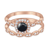 Two Piece Round Natural Stone Bridal Ring