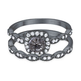 Two Piece Round Natural Stone Bridal Ring