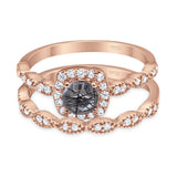 Two Piece Round Natural Stone Bridal Ring