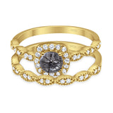 Two Piece Round Natural Stone Bridal Ring