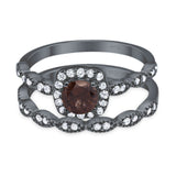 Two Piece Round Natural Stone Bridal Ring