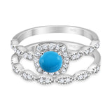 Two Piece Round Natural Stone Bridal Ring