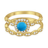 Two Piece Round Natural Stone Bridal Ring